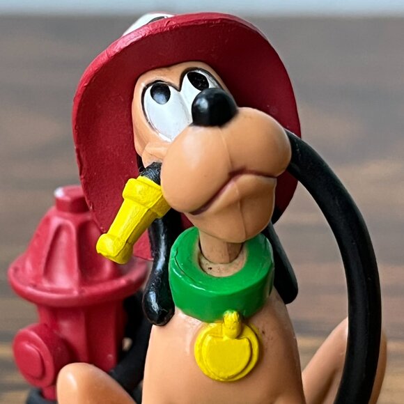 Disney Pluto Fireman Firefighter PVC Figure Cake Topper Hydrant Water Hose - Picture 8 of 14